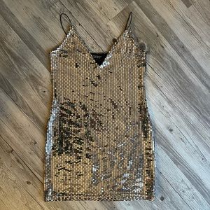 Topshop from Nordstrom silver metallic mini dress size US8